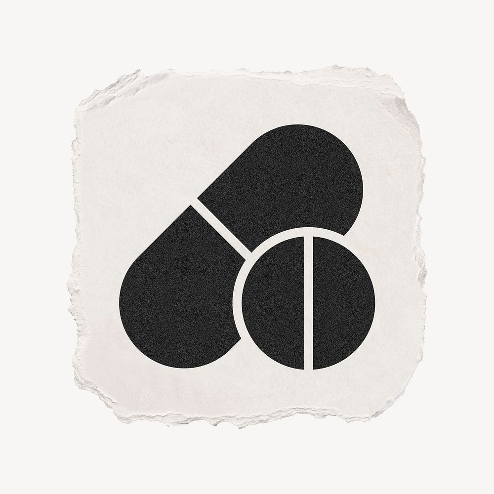 Medicine icon, ripped paper design