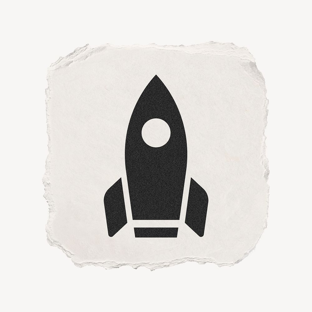 Rocket icon, ripped paper design | Free PSD - rawpixel