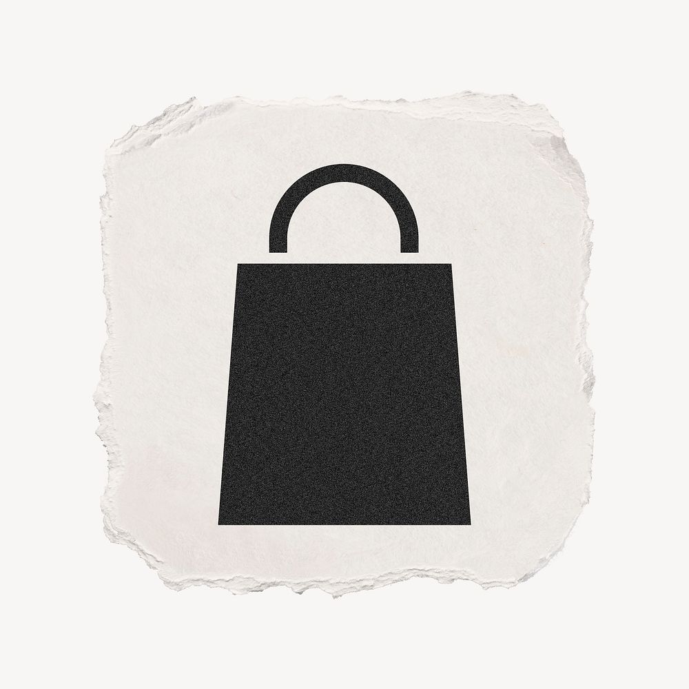 Shopping bag icon, ripped paper design