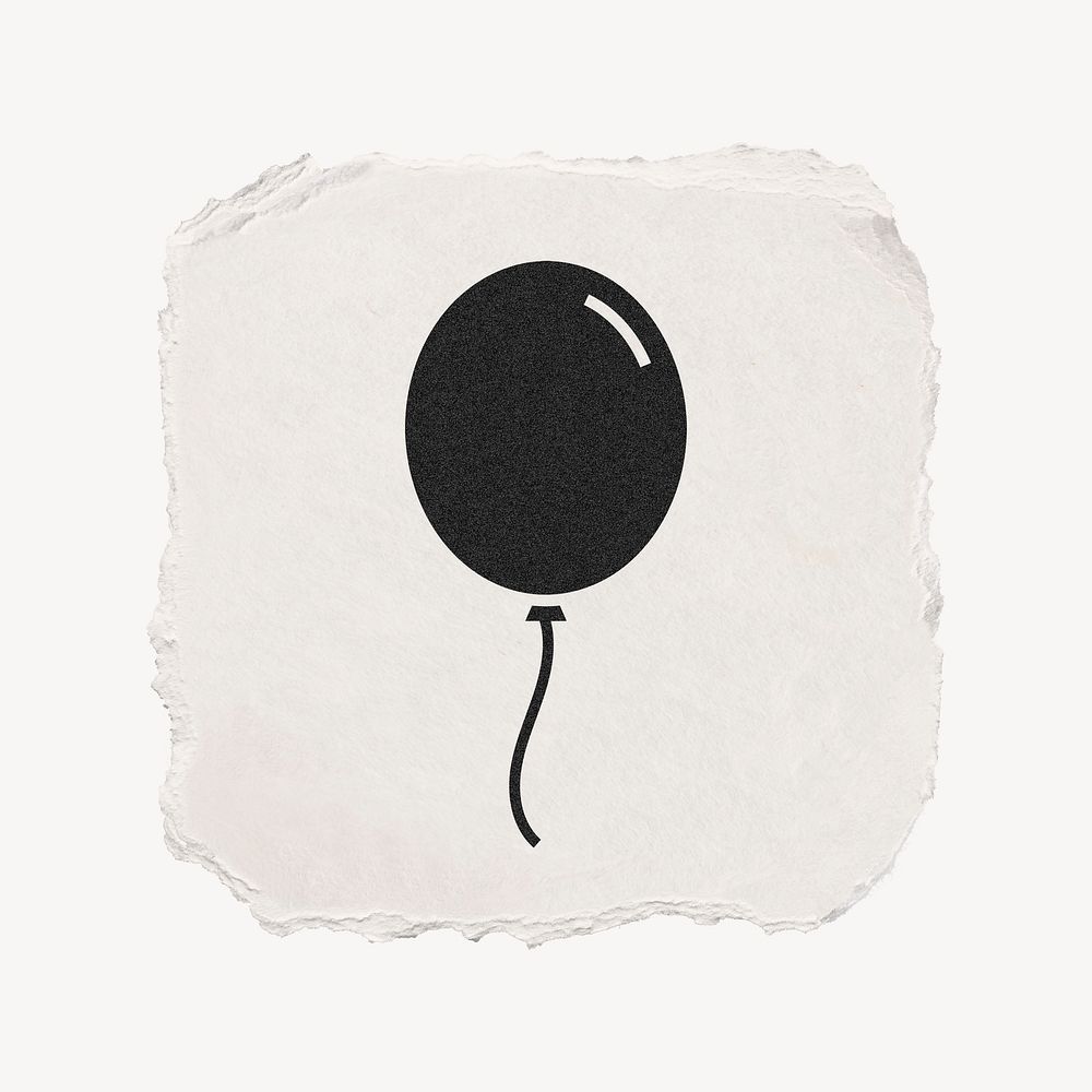 Floating balloon icon, ripped paper design