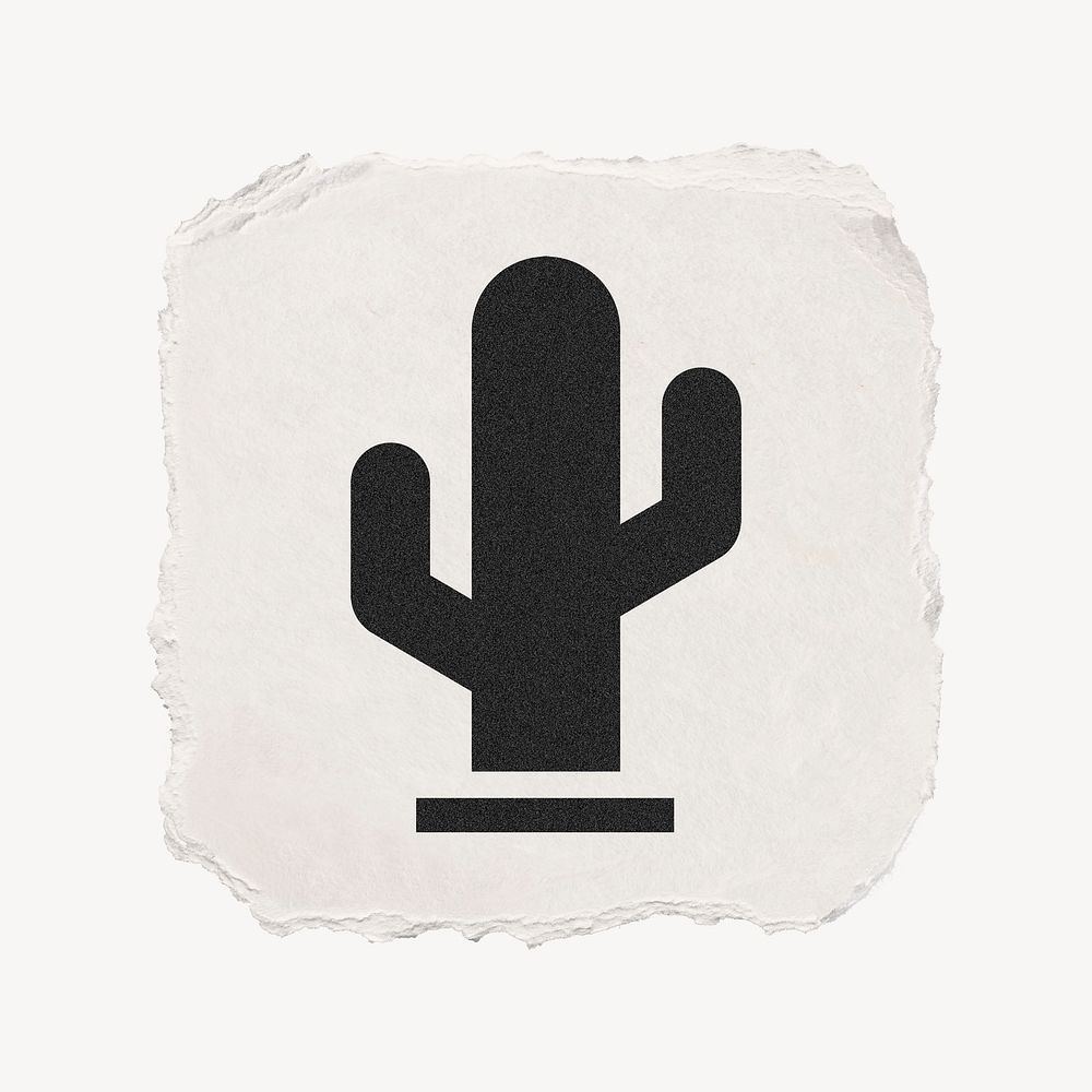 Cactus icon, ripped paper design