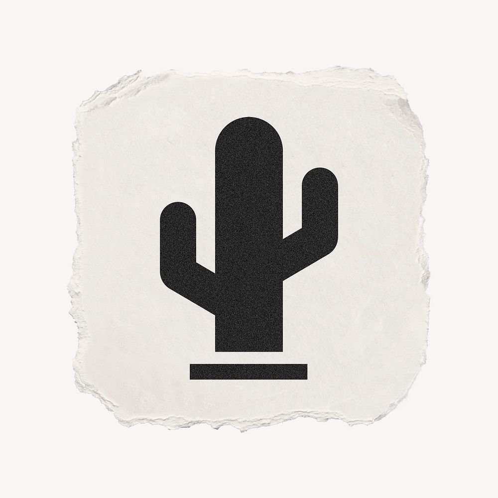 Cactus icon, ripped paper design  psd