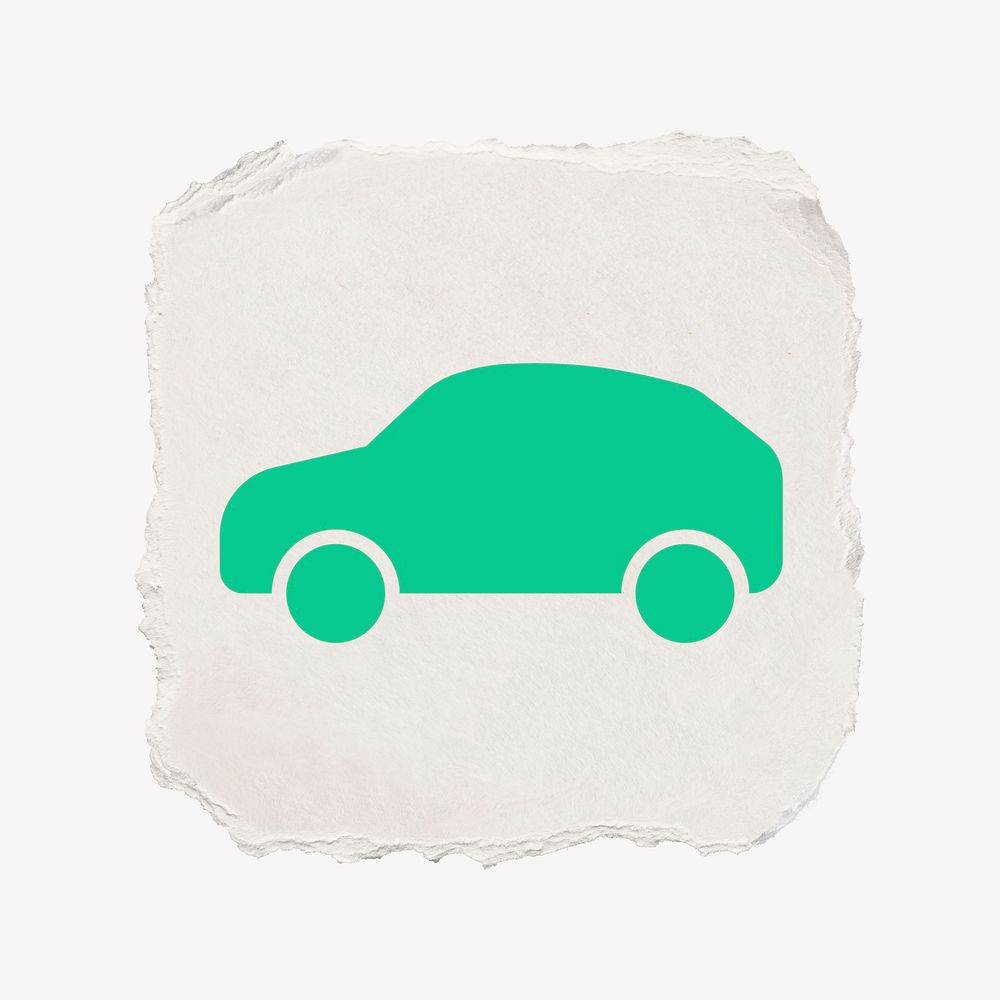 EV car icon, ripped paper design
