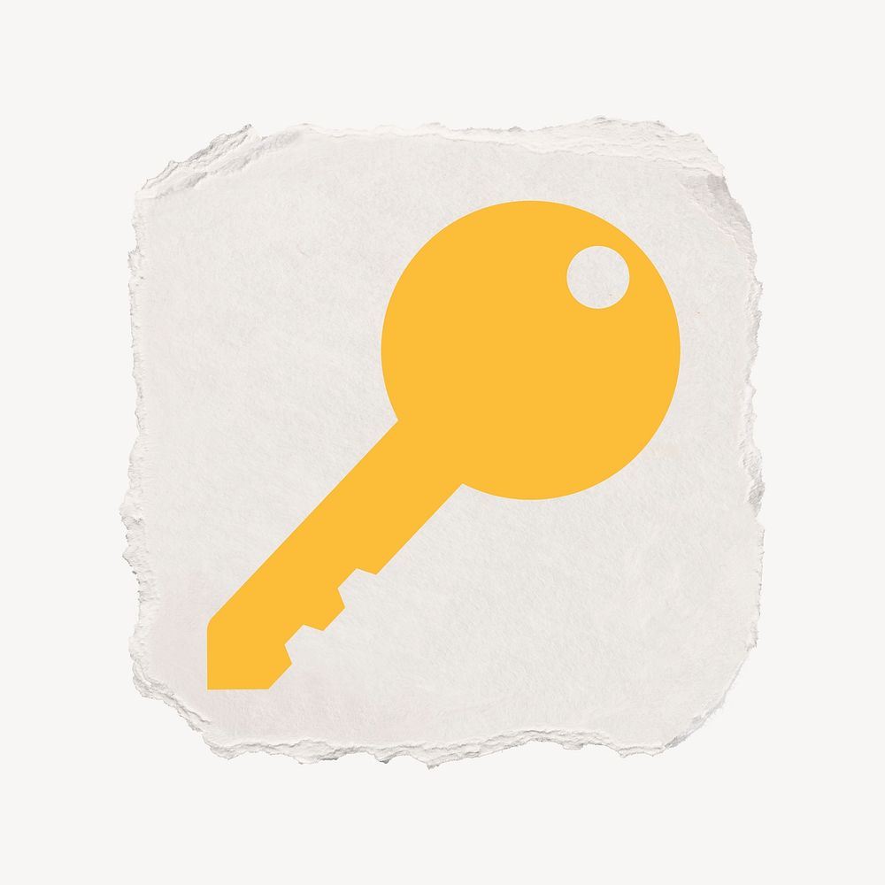 Key, safety icon, ripped paper design