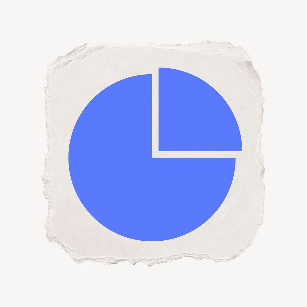 Pie chart icon, ripped paper design