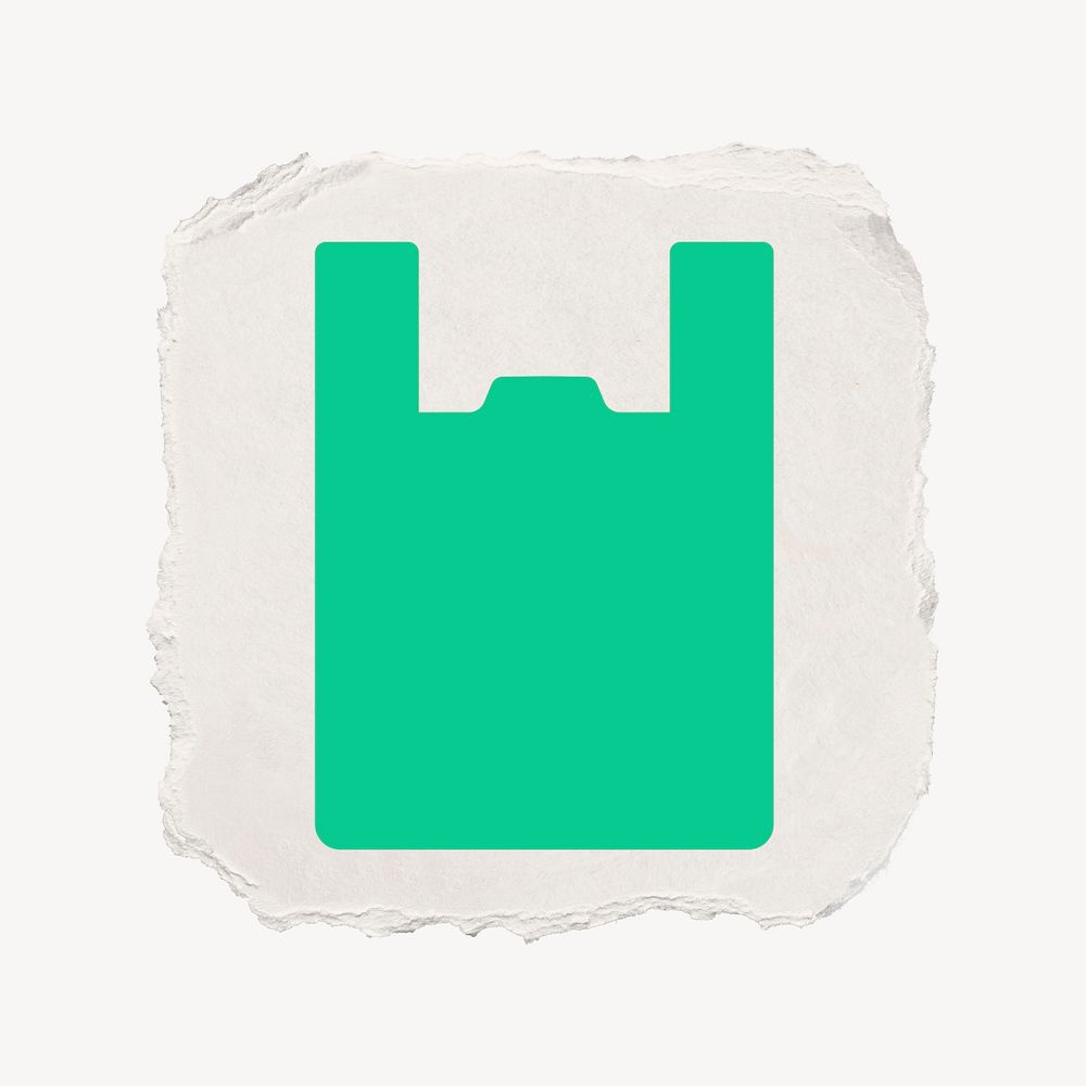 Plastic bag icon, ripped paper design  psd