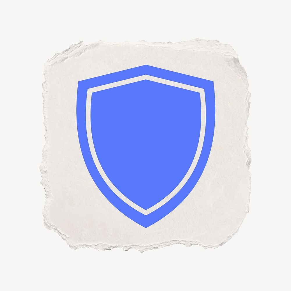 Shield, protection icon, ripped paper design  psd