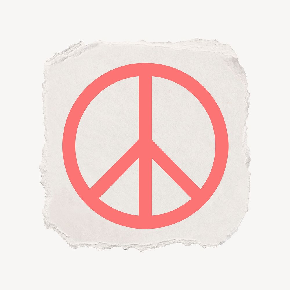 Peace symbol icon, ripped paper design