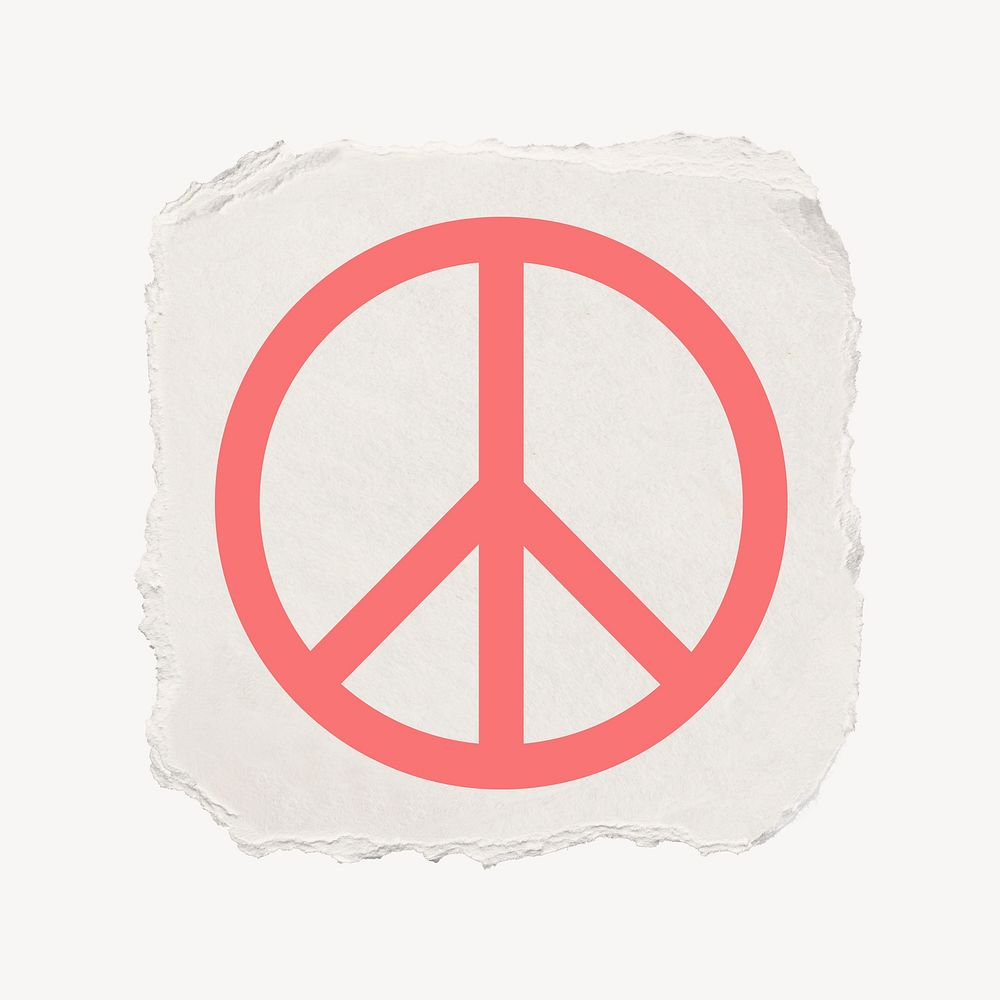Peace symbol icon, ripped paper design  psd