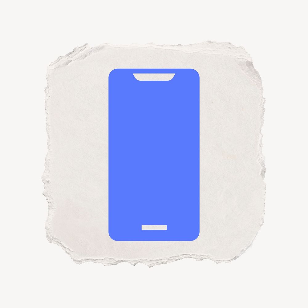Mobile phone icon, ripped paper design