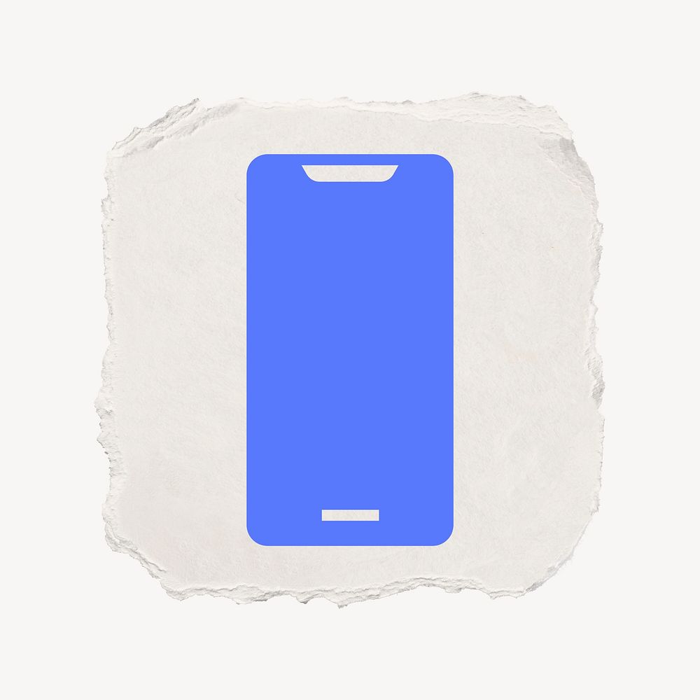 Mobile phone icon, ripped paper design  psd