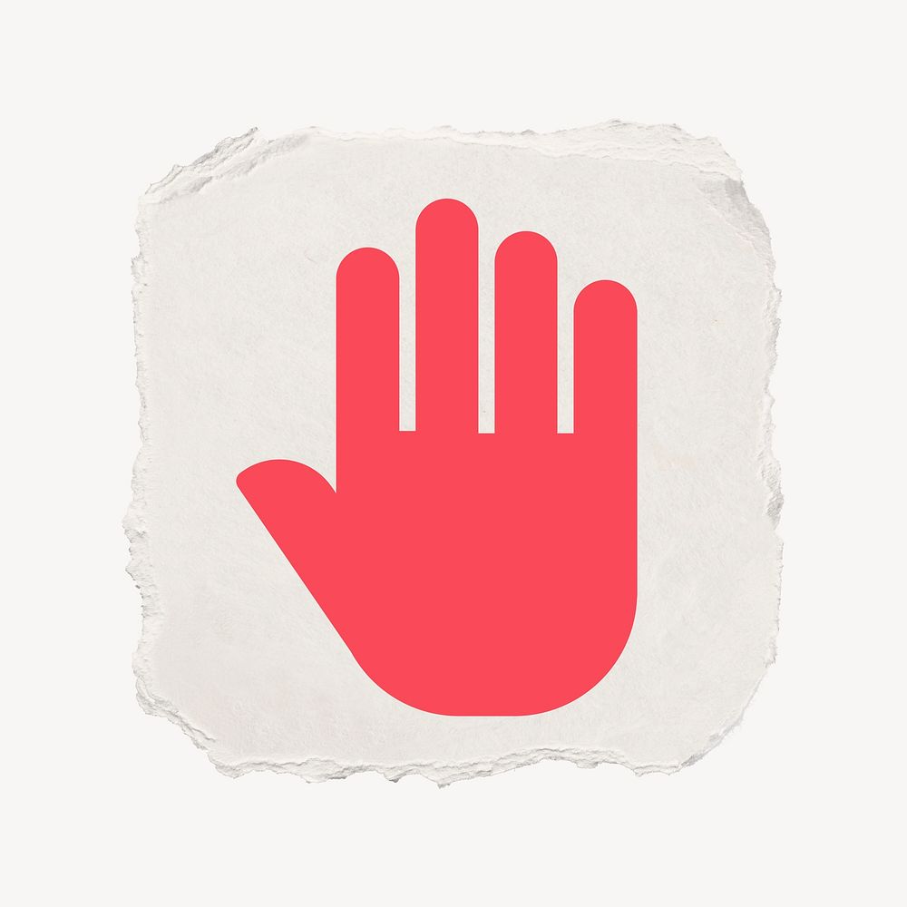 Hand icon, ripped paper design  psd