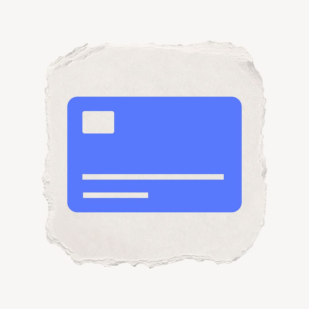 Credit card icon, ripped paper design  psd