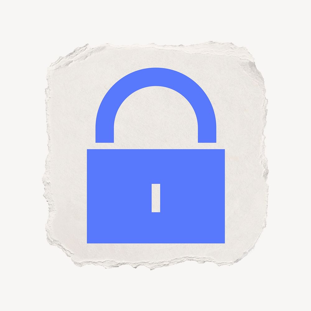 Lock, privacy icon, ripped paper design  psd