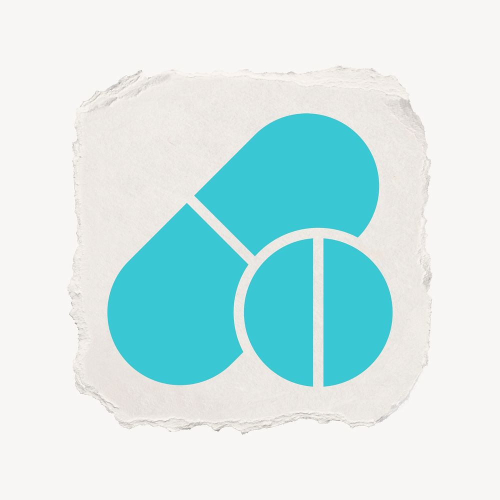 Medicine icon, ripped paper design  psd