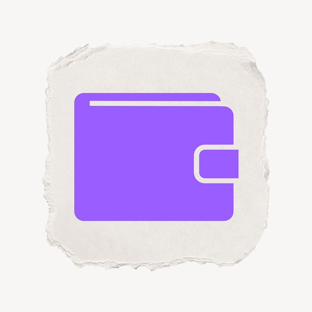 Wallet payment icon, ripped paper design  psd