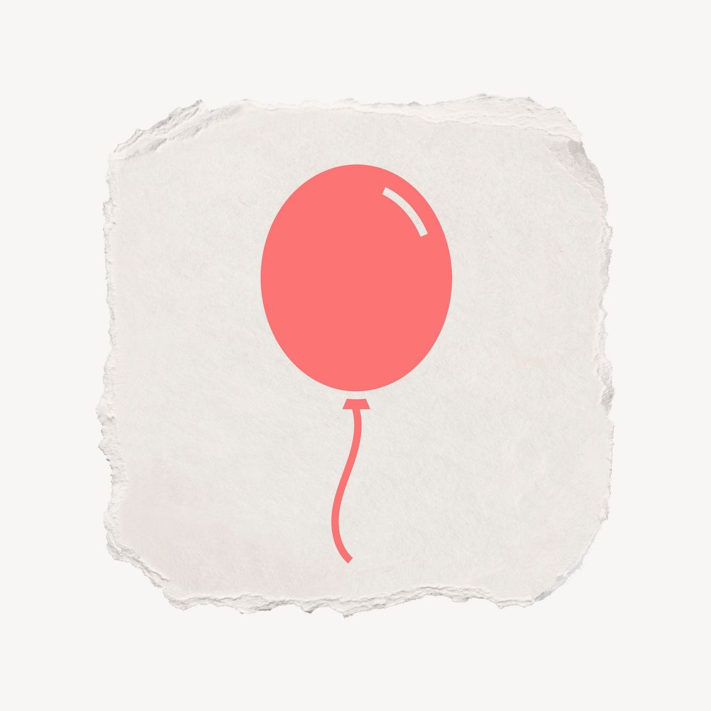 Floating balloon icon, ripped paper design