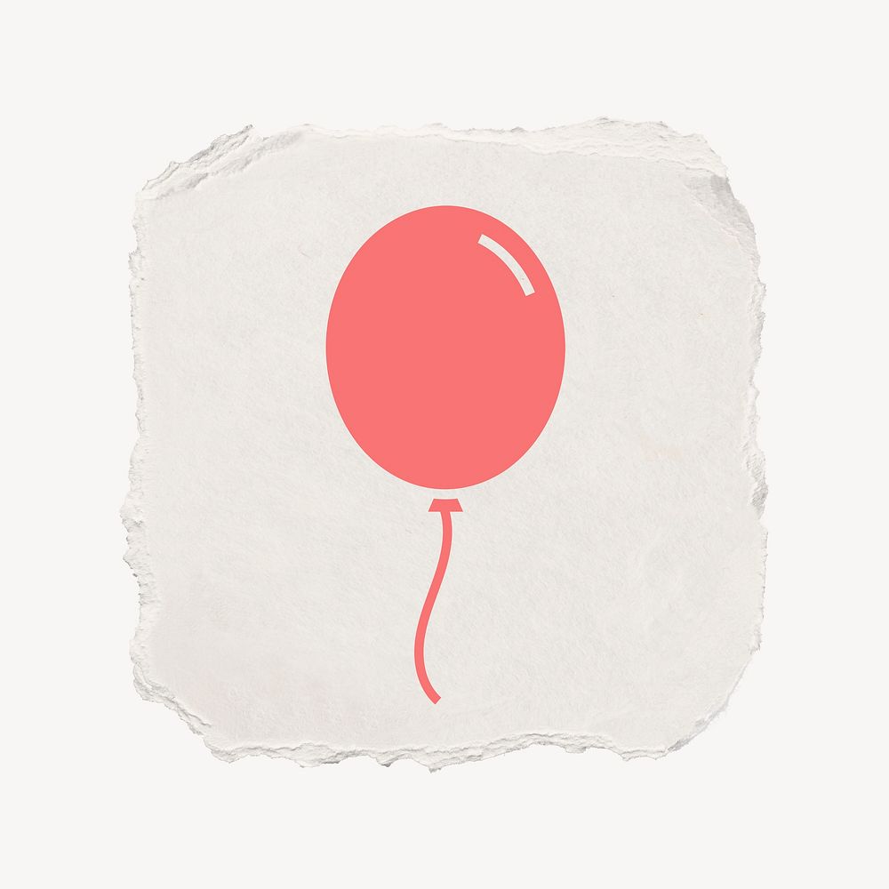 Floating balloon icon, ripped paper design  psd