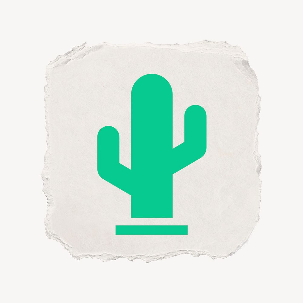 Cactus icon, ripped paper design  psd