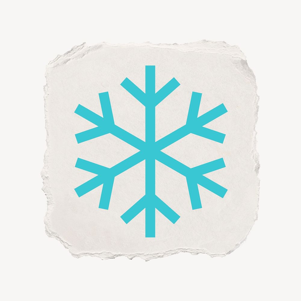 Snowflake icon, ripped paper design  psd