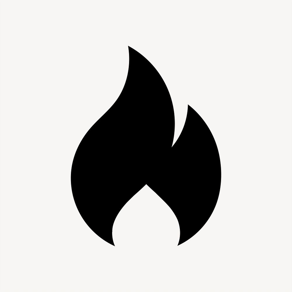 Flame icon, simple flat design vector