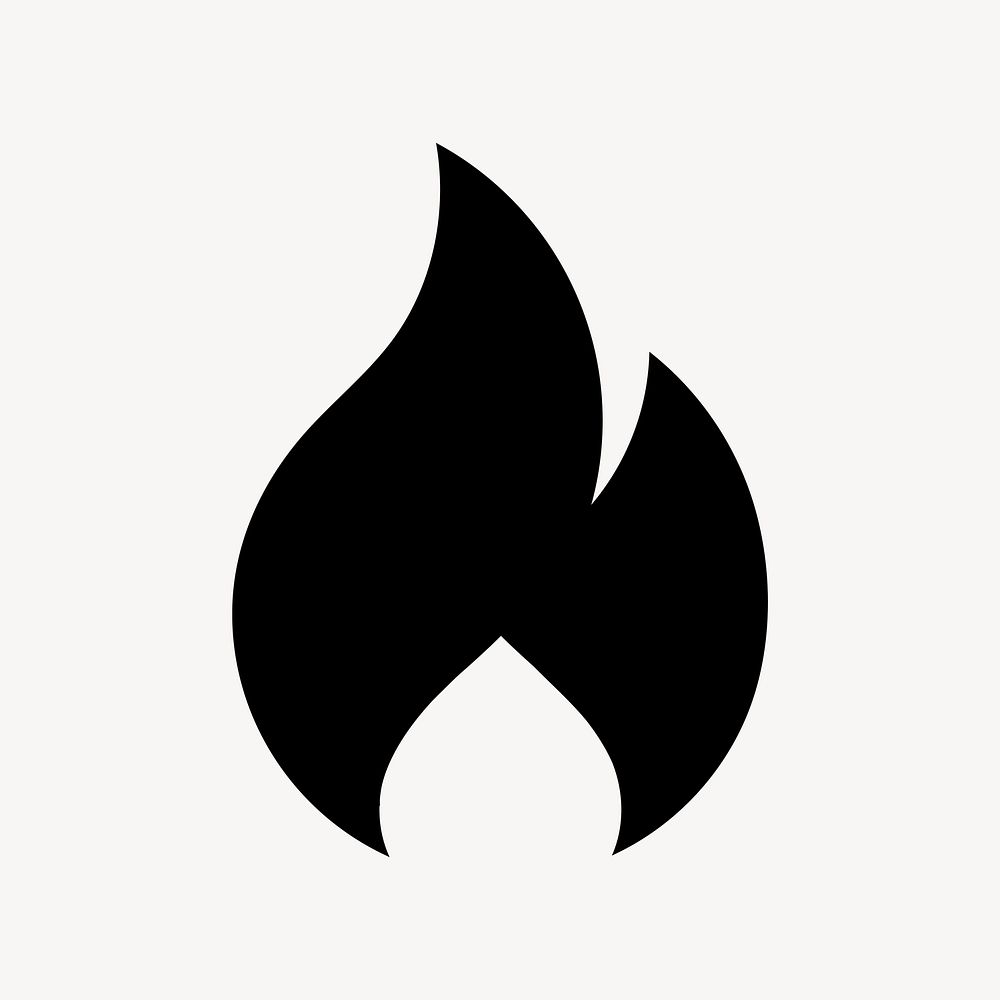 Flame icon, simple flat design  psd