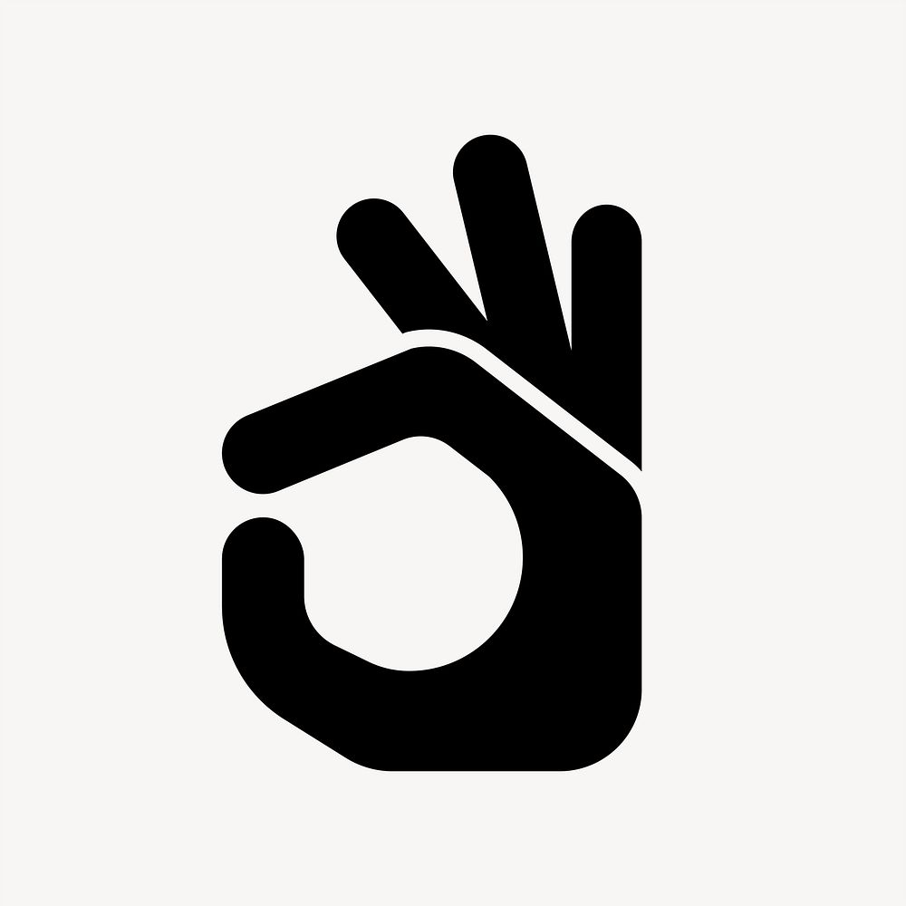 Okay hand icon, simple flat design vector