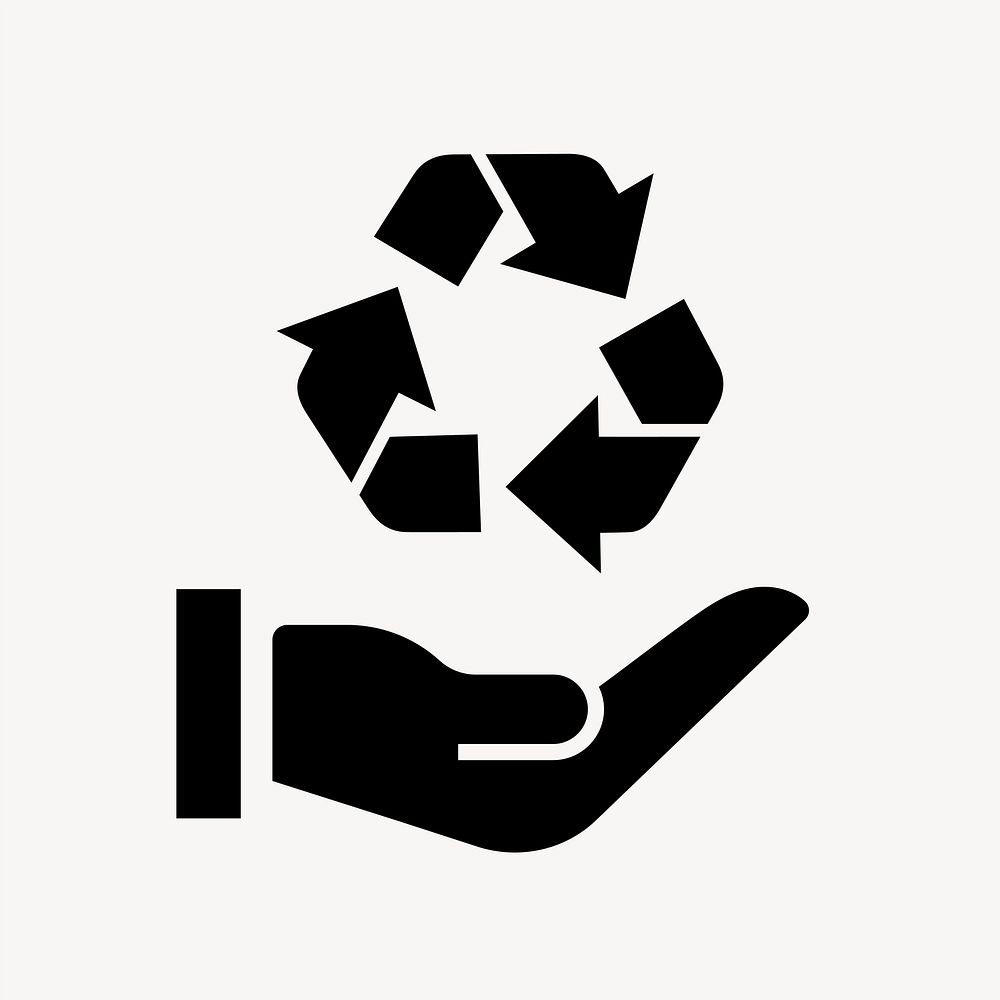 Recycle hand icon, simple flat design