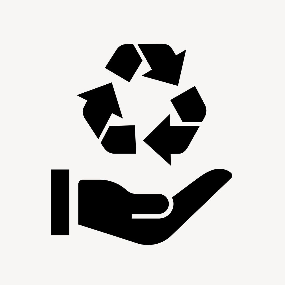 Recycle hand icon, simple flat design  psd