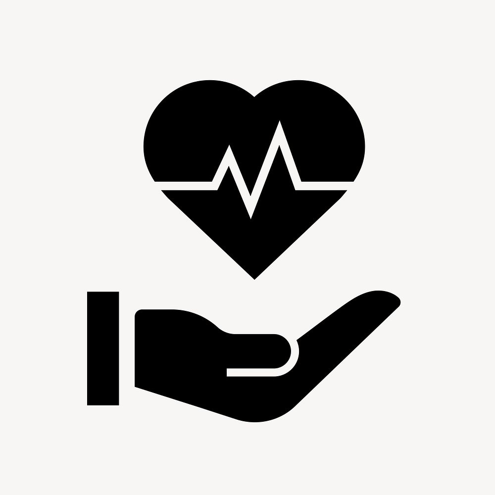 Heartbeat hand icon, simple flat design