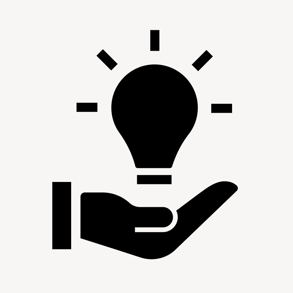 Light bulb hand icon, simple flat design
