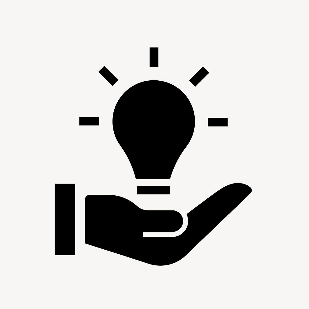 Light bulb hand icon, simple flat design  psd