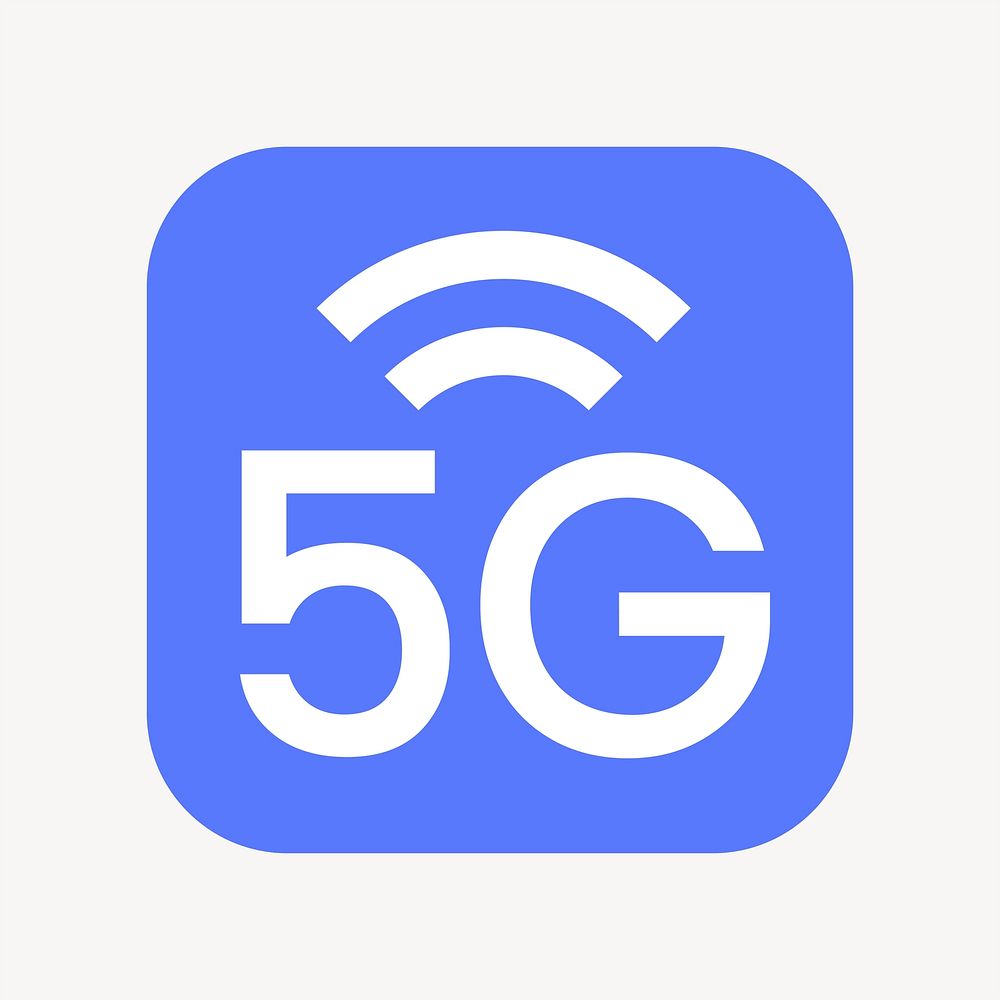 5G network icon, flat square design vector