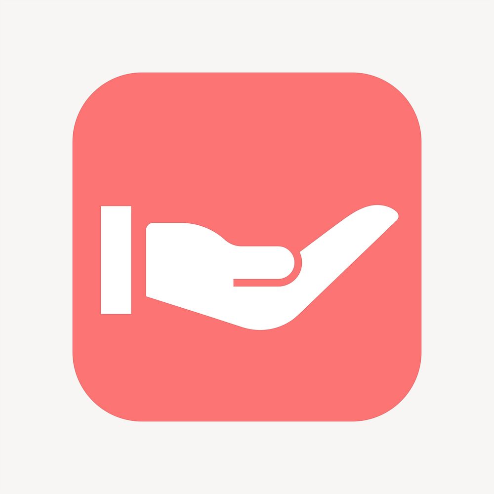 Cupping hand icon, flat square design vector