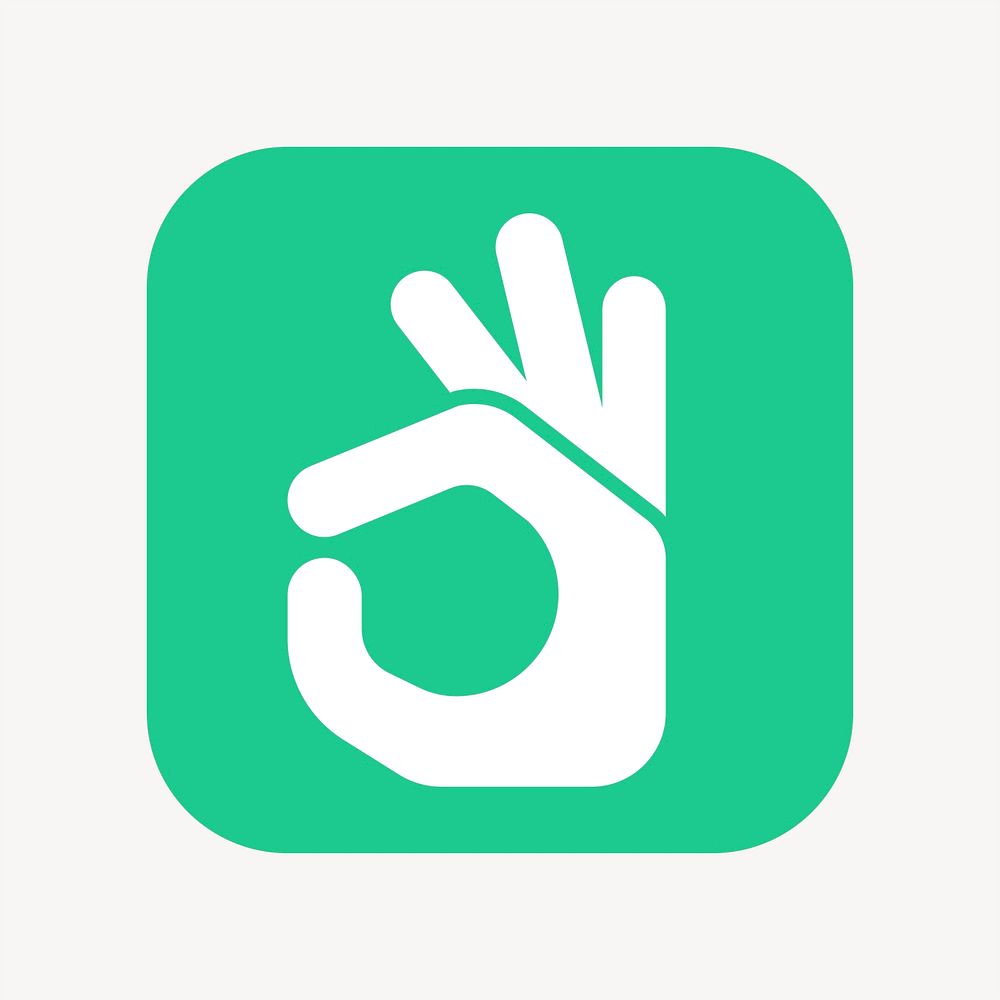 Okay hand icon, flat square design vector