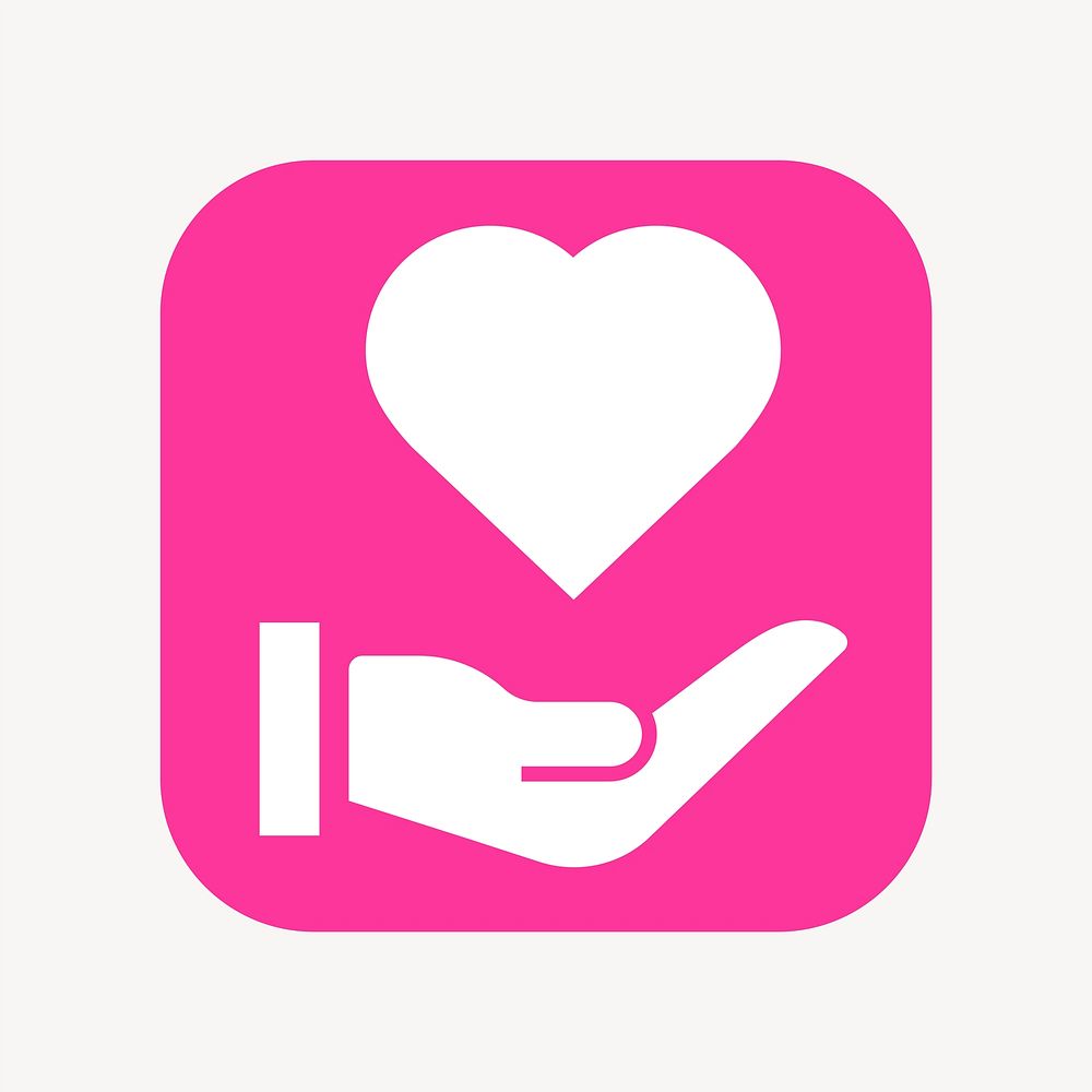 Hand presenting heart icon, flat square design