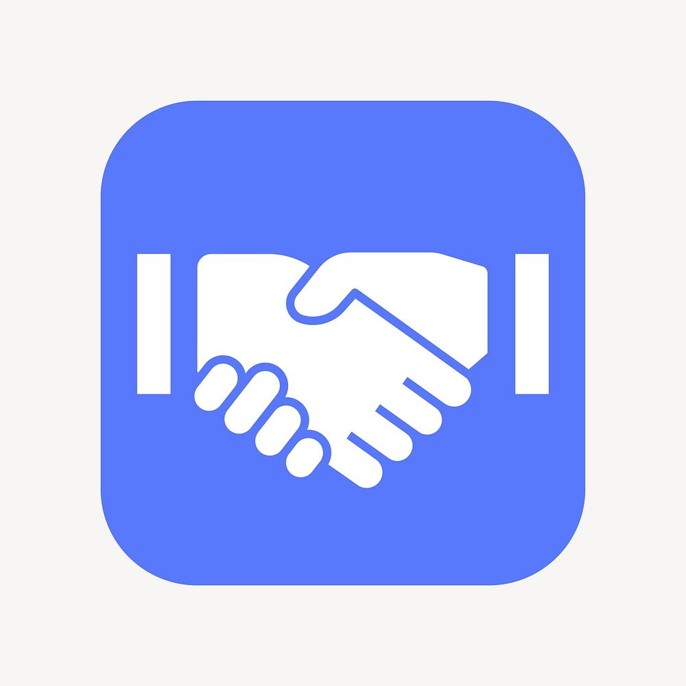 Business handshake icon, flat square design vector