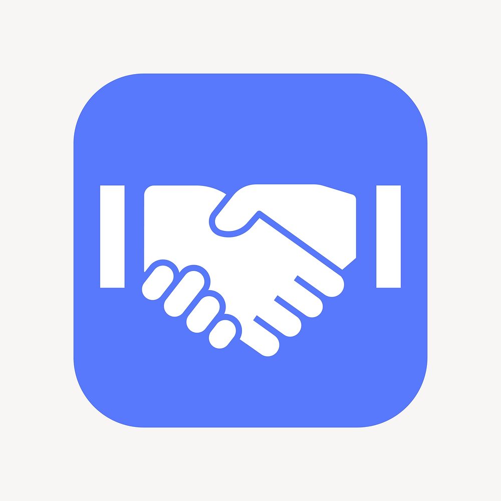 Business handshake icon, flat square design