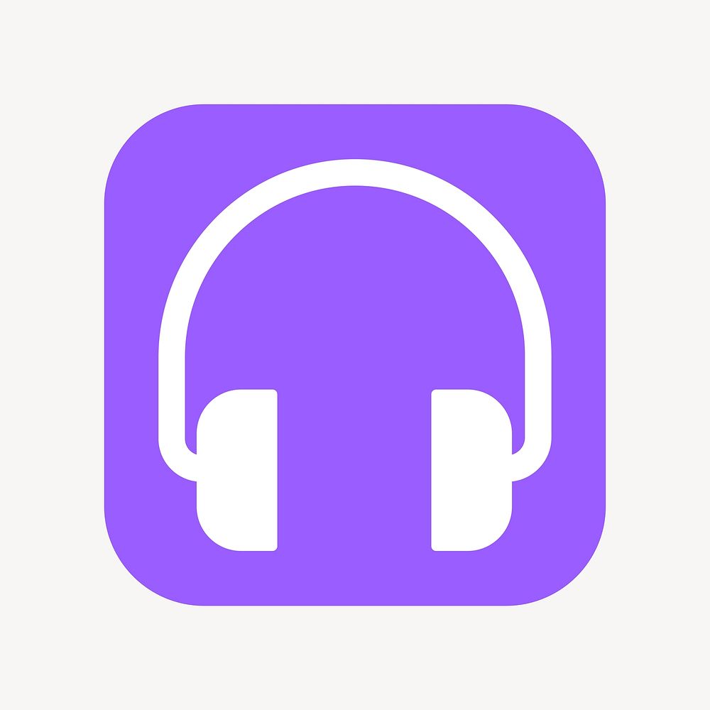 Headphones, music icon, flat square design vector