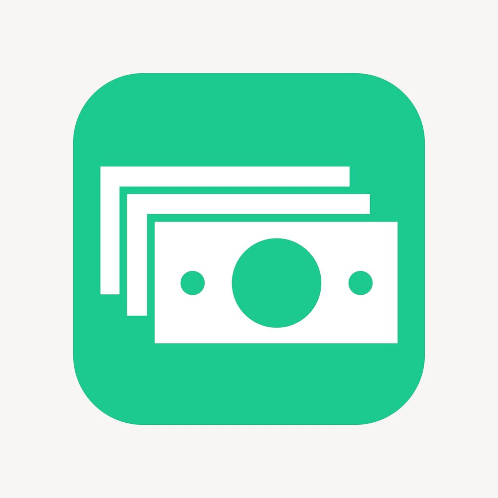 Dollar bills icon, flat square design vector