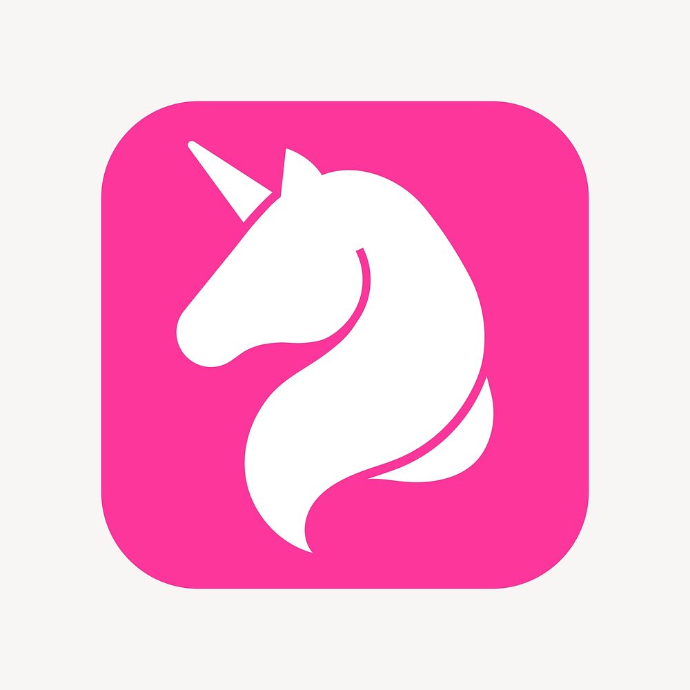 Unicorn icon, flat square design