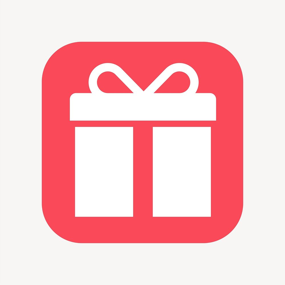 Gift box, reward icon, flat square design vector