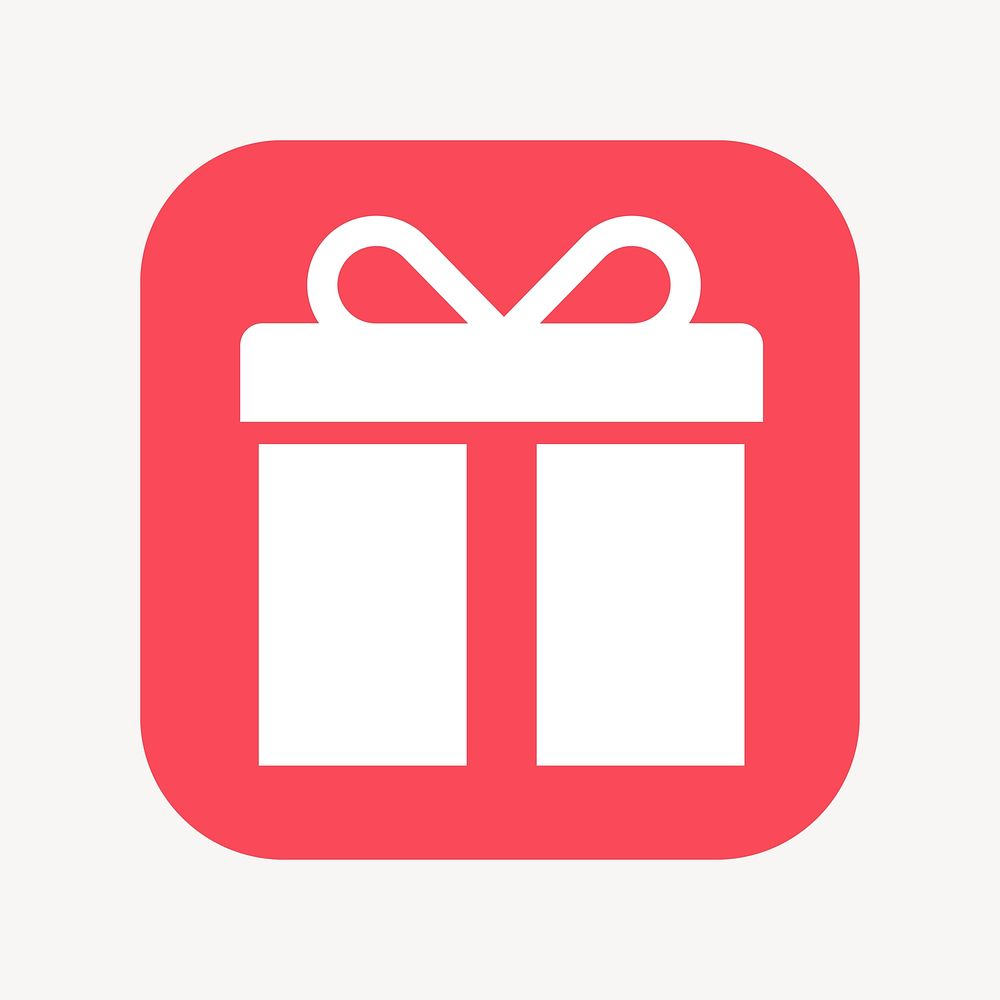Gift box, reward icon, flat square design  psd