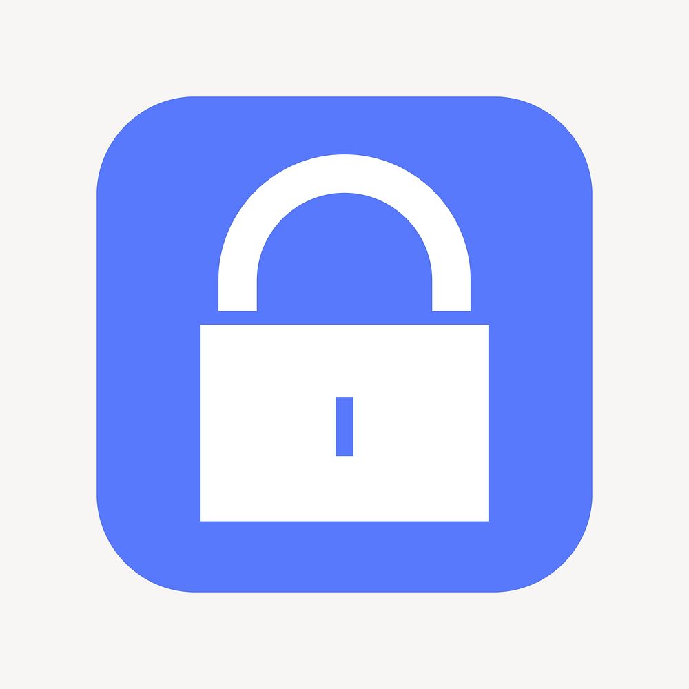 Lock, privacy icon, flat square design  psd