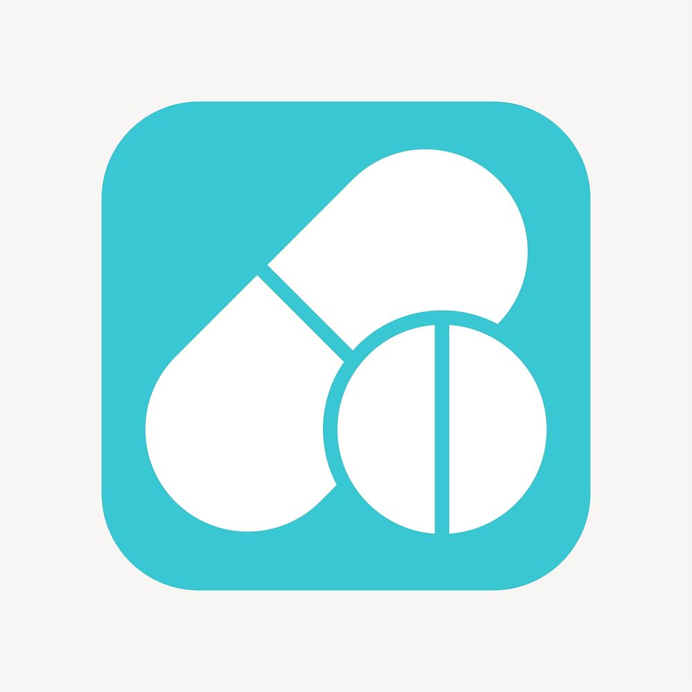 Medicine icon, flat square design vector