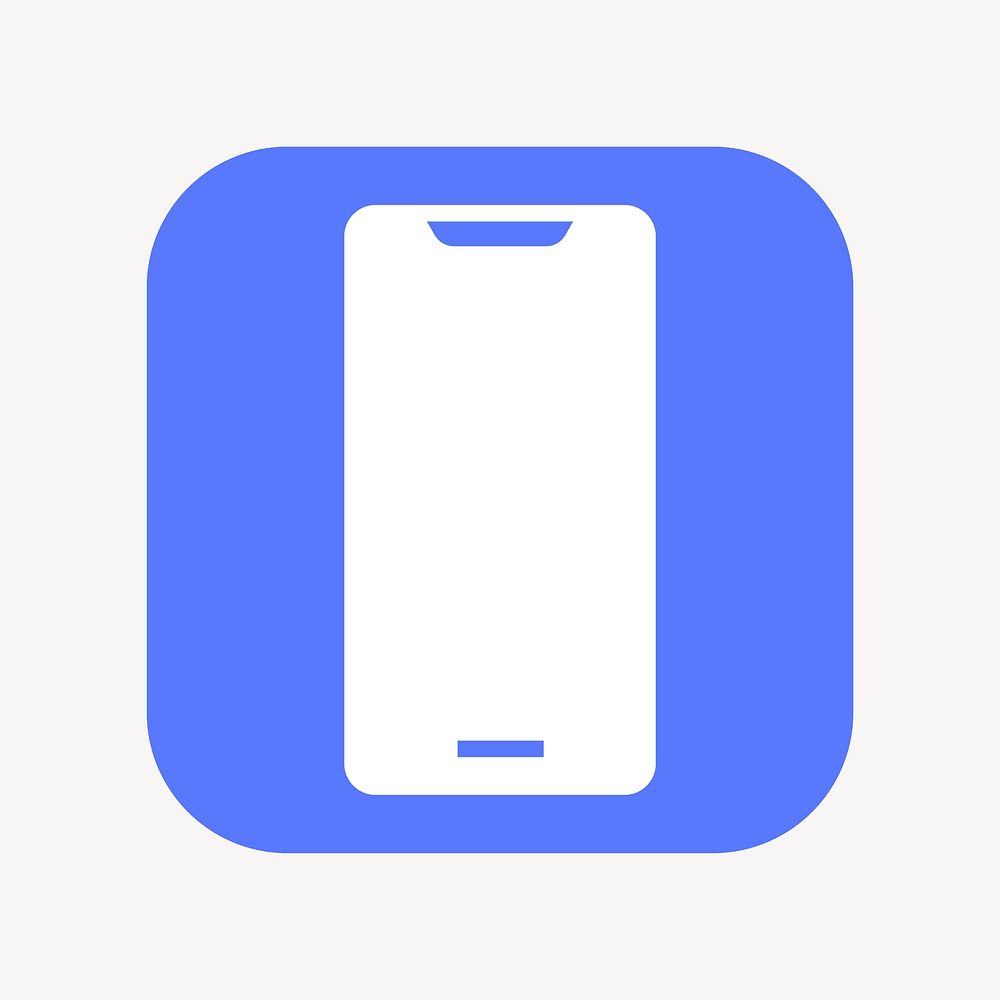 Mobile phone icon, flat square design vector