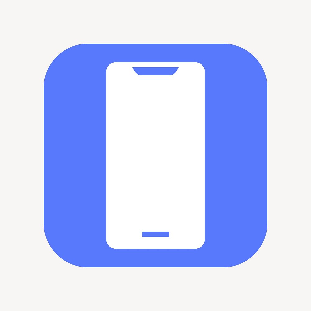 Mobile phone icon, flat square design  psd