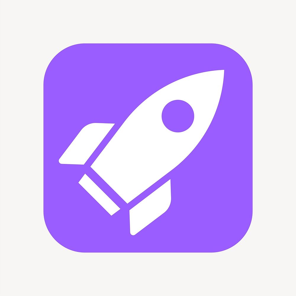 Rocket icon, flat square design vector