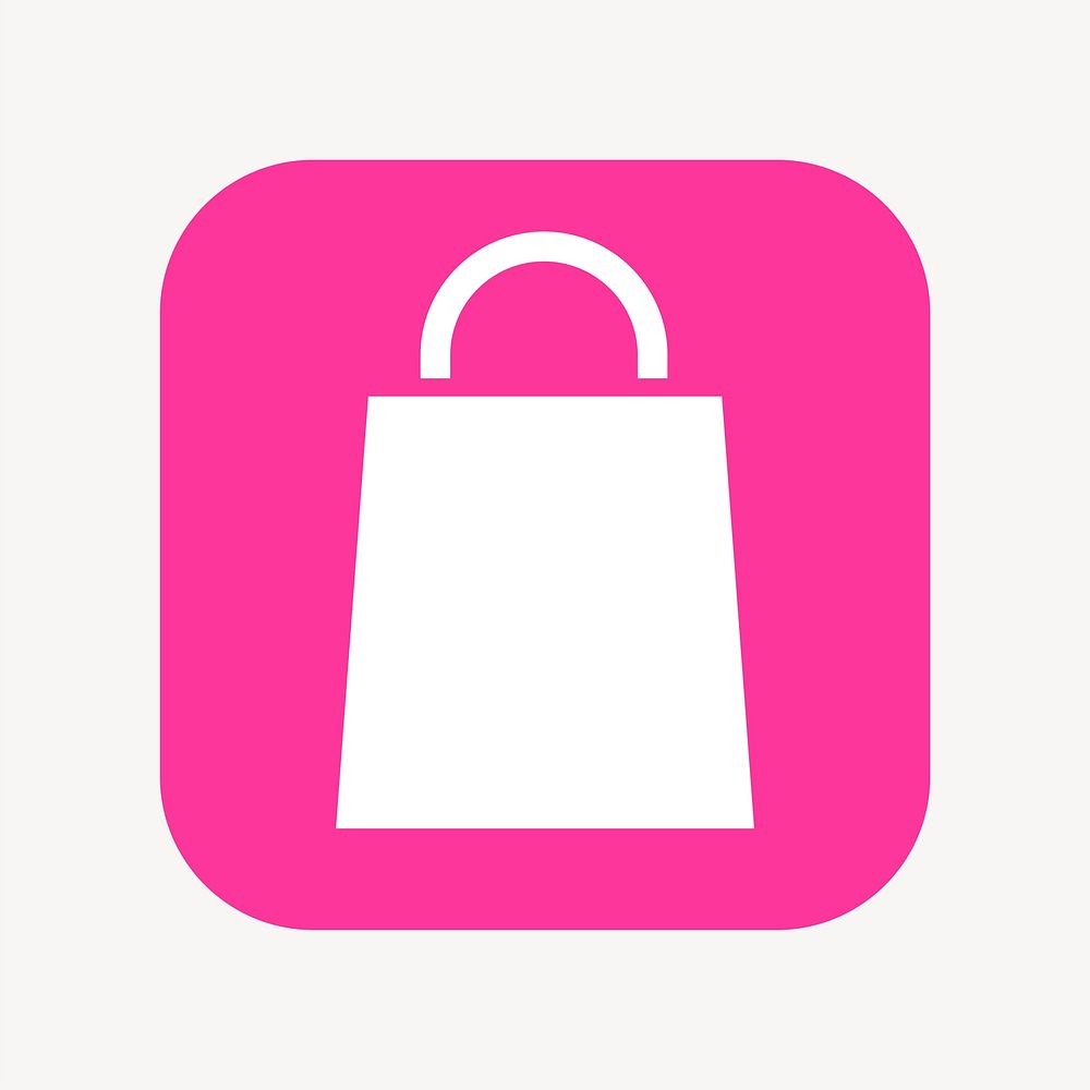 Shopping bag icon, flat square design vector