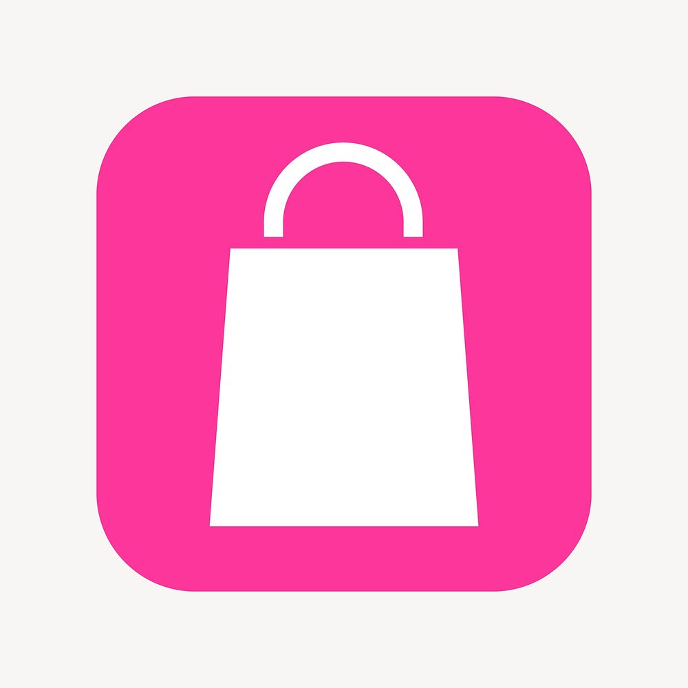 Shopping bag icon, flat square design  psd